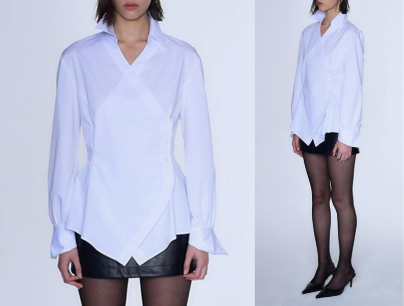 RONEW ROSIE ASYMMETRIC SHIRTS ホワイトのアシメデザインシャツ