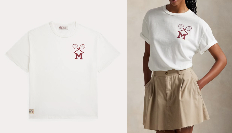 Ralph LaurenホワイトのピンクロゴTシャツ